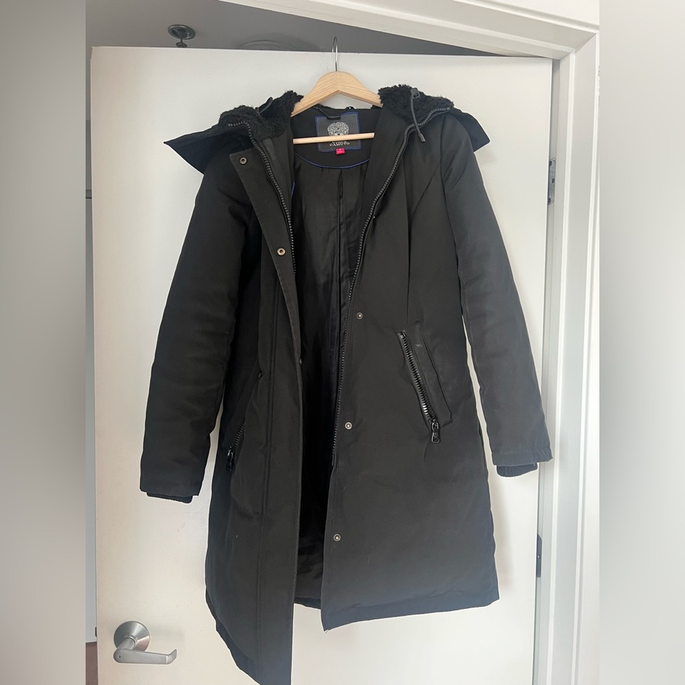 Vince Camuto Black Hooded Puffer Coat